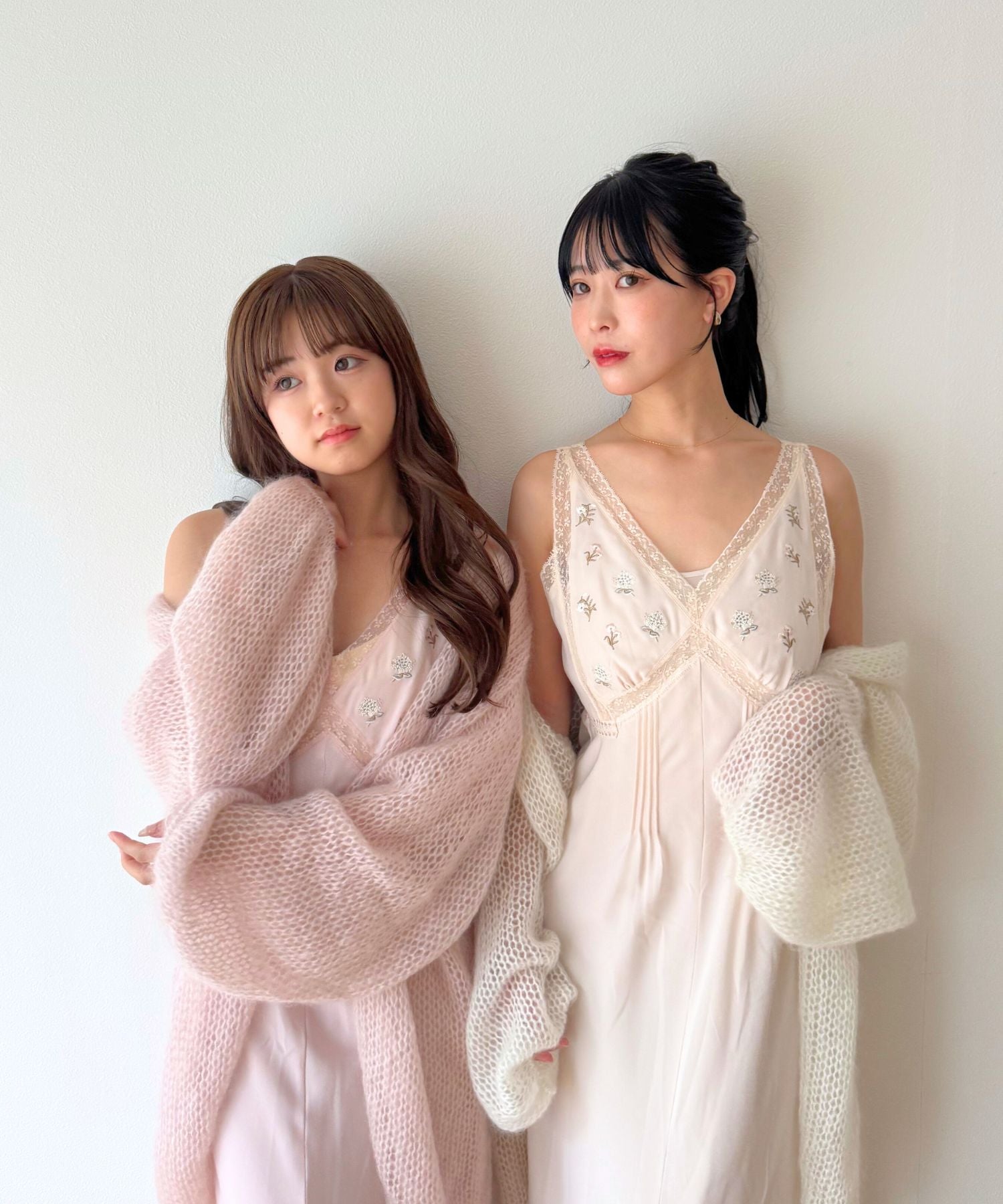 フルール刺繍レースmixドレス