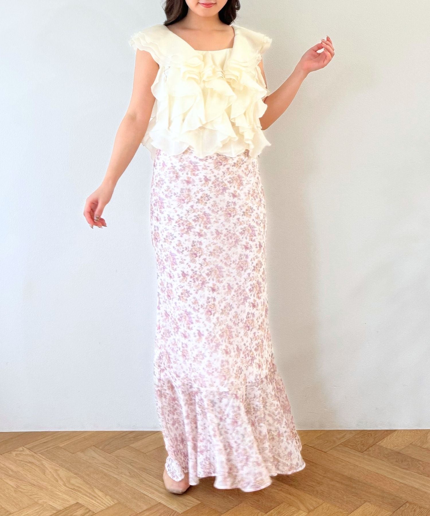 【予約】フルールラメシフォンスカート