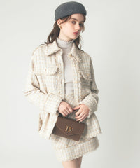 ラメmixツイードフリンジジャケット