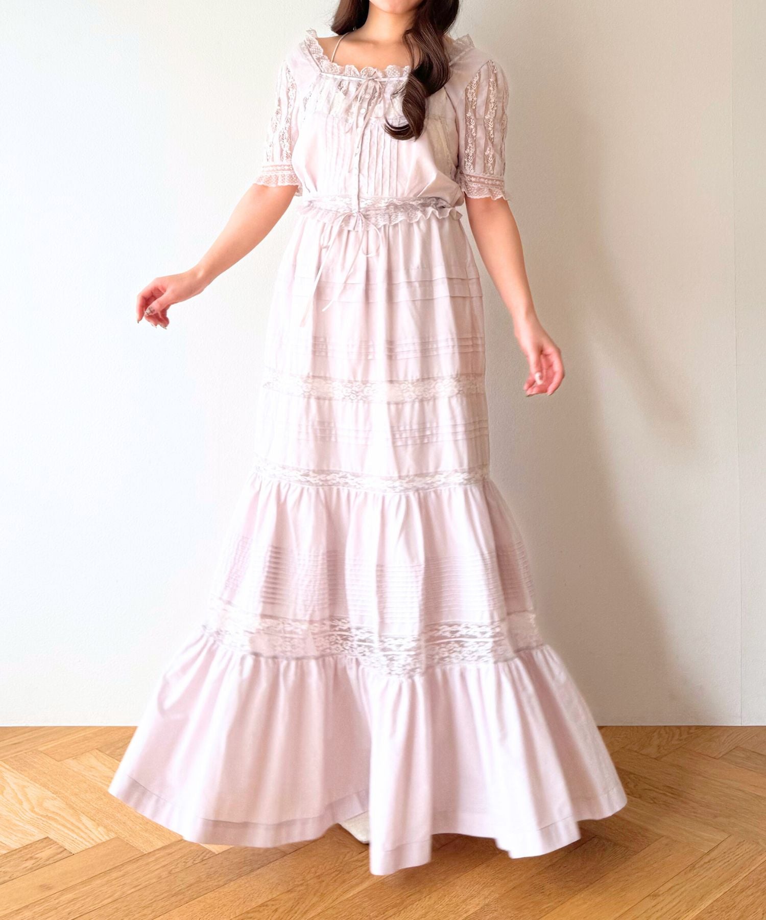 レースMIXティアードスカート