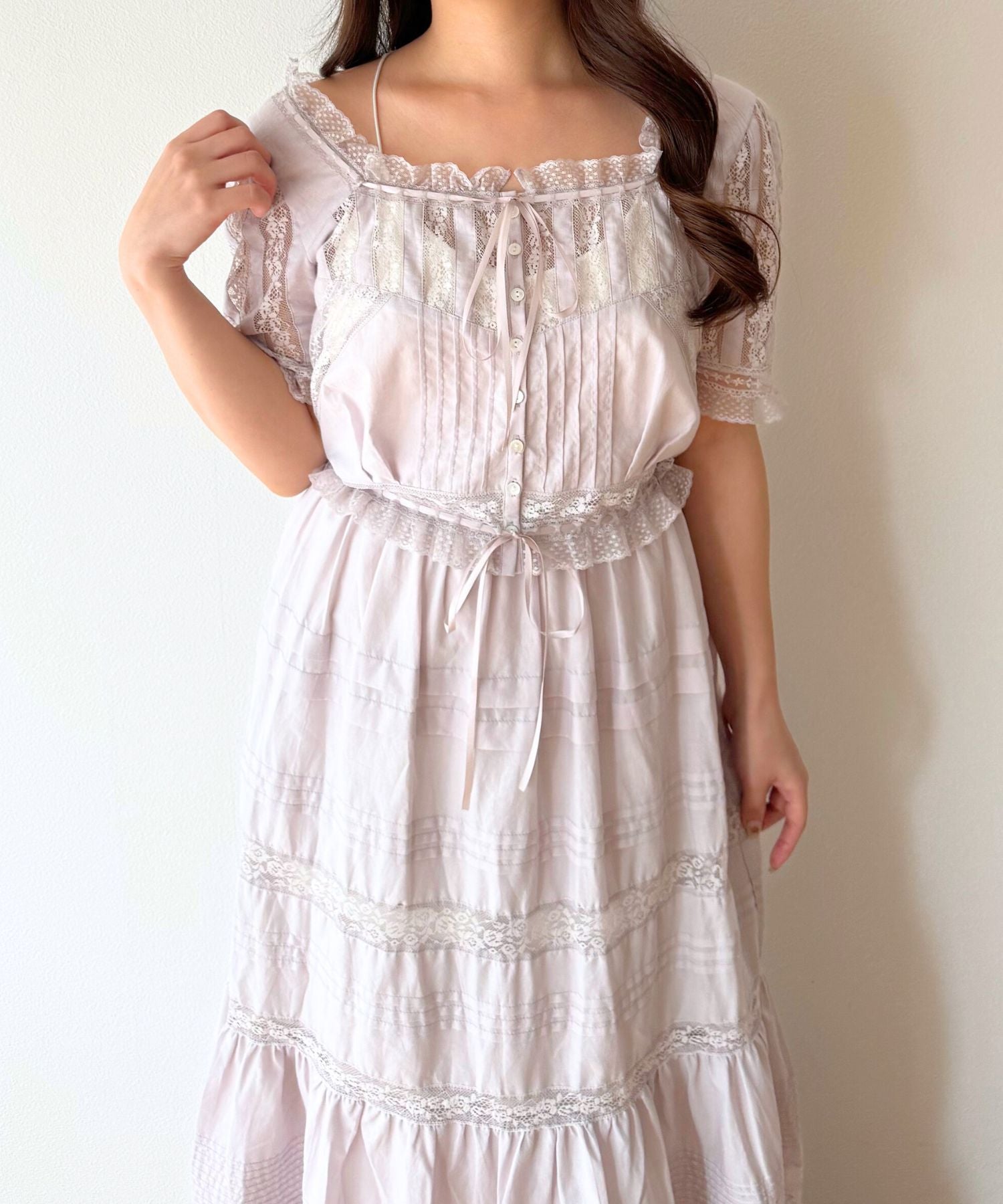 レースMIXヴィクトリアンブラウス