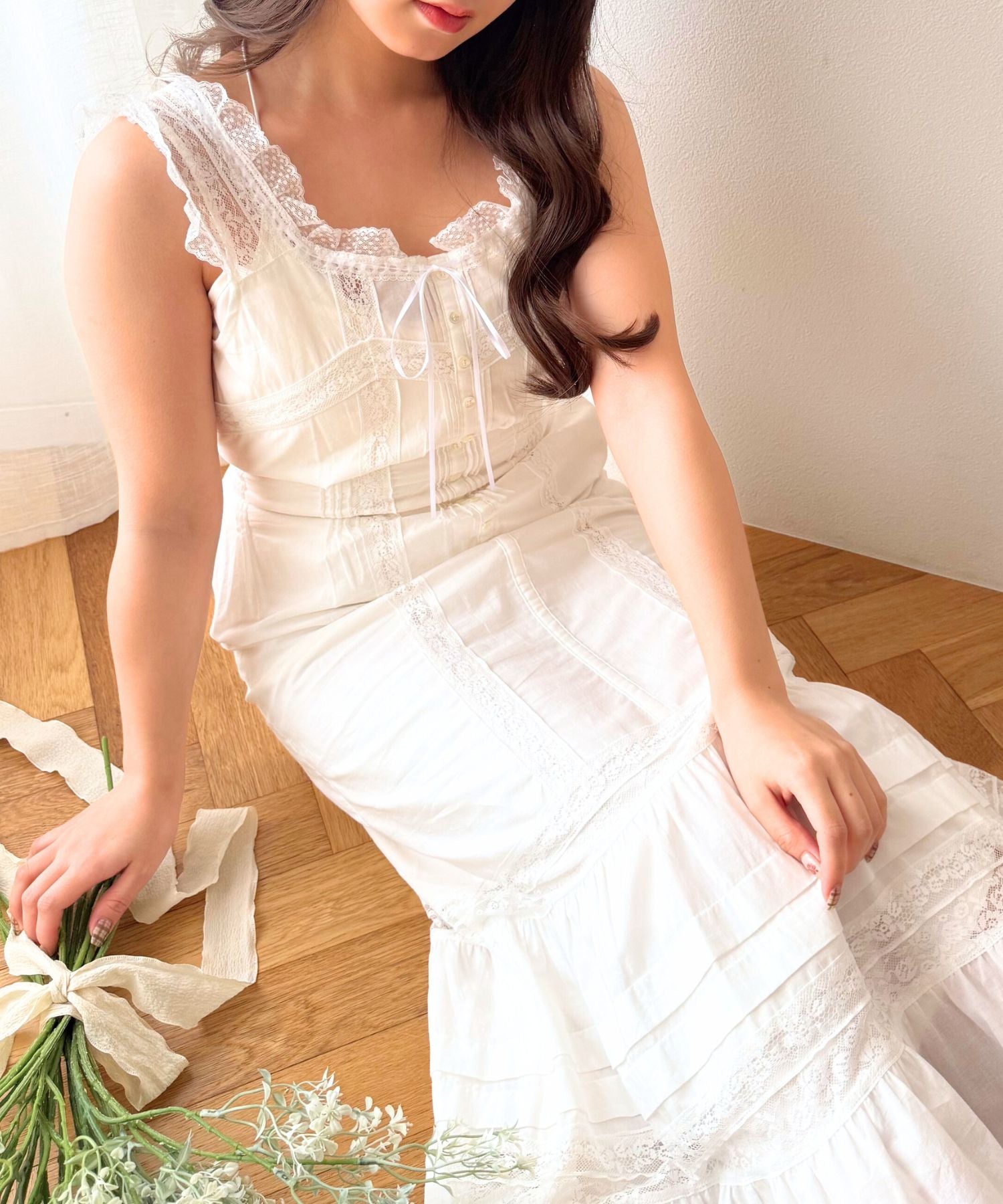 【予約】レースMIXヴィクトリアンワンピース