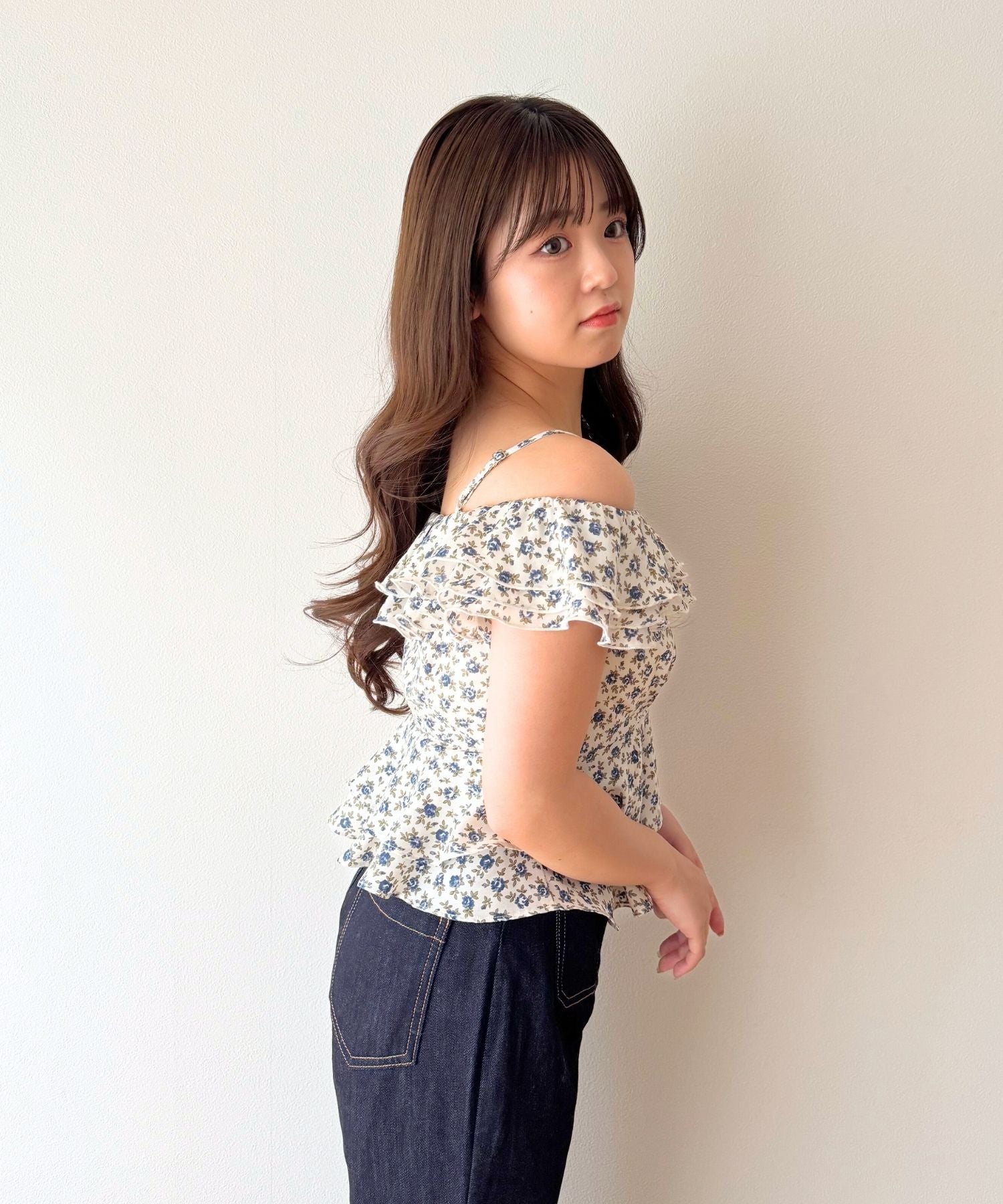 【予約】ローズフリル2wayオフショルブラウス