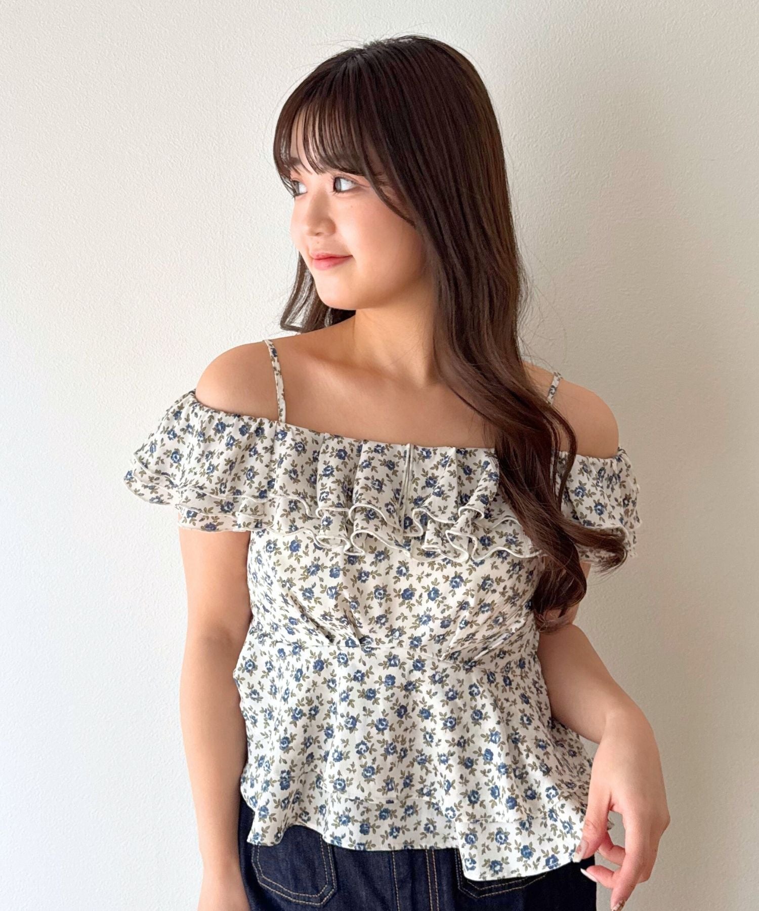 【予約】ローズフリル2wayオフショルブラウス