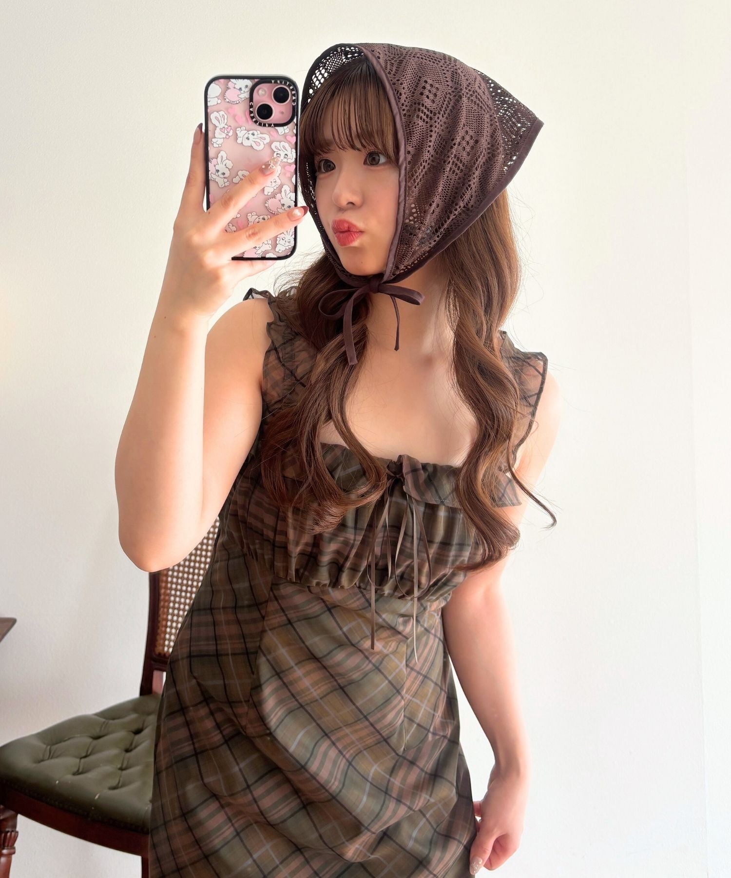 DEICY（デイシー）チェックバイヤスワンピース シアーチェックワンピース