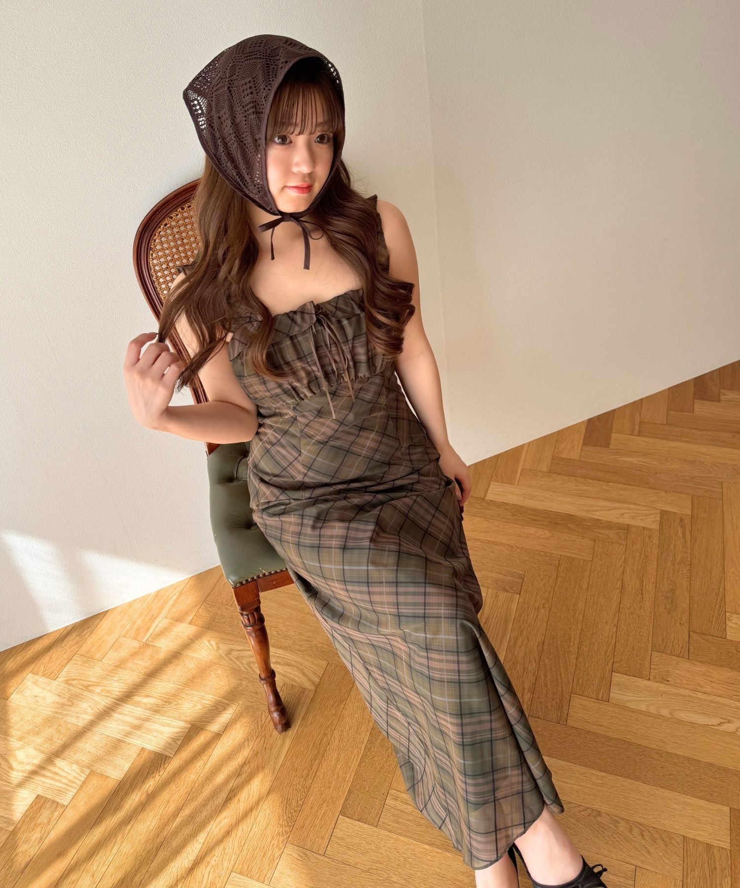 シアーチェックワンピース