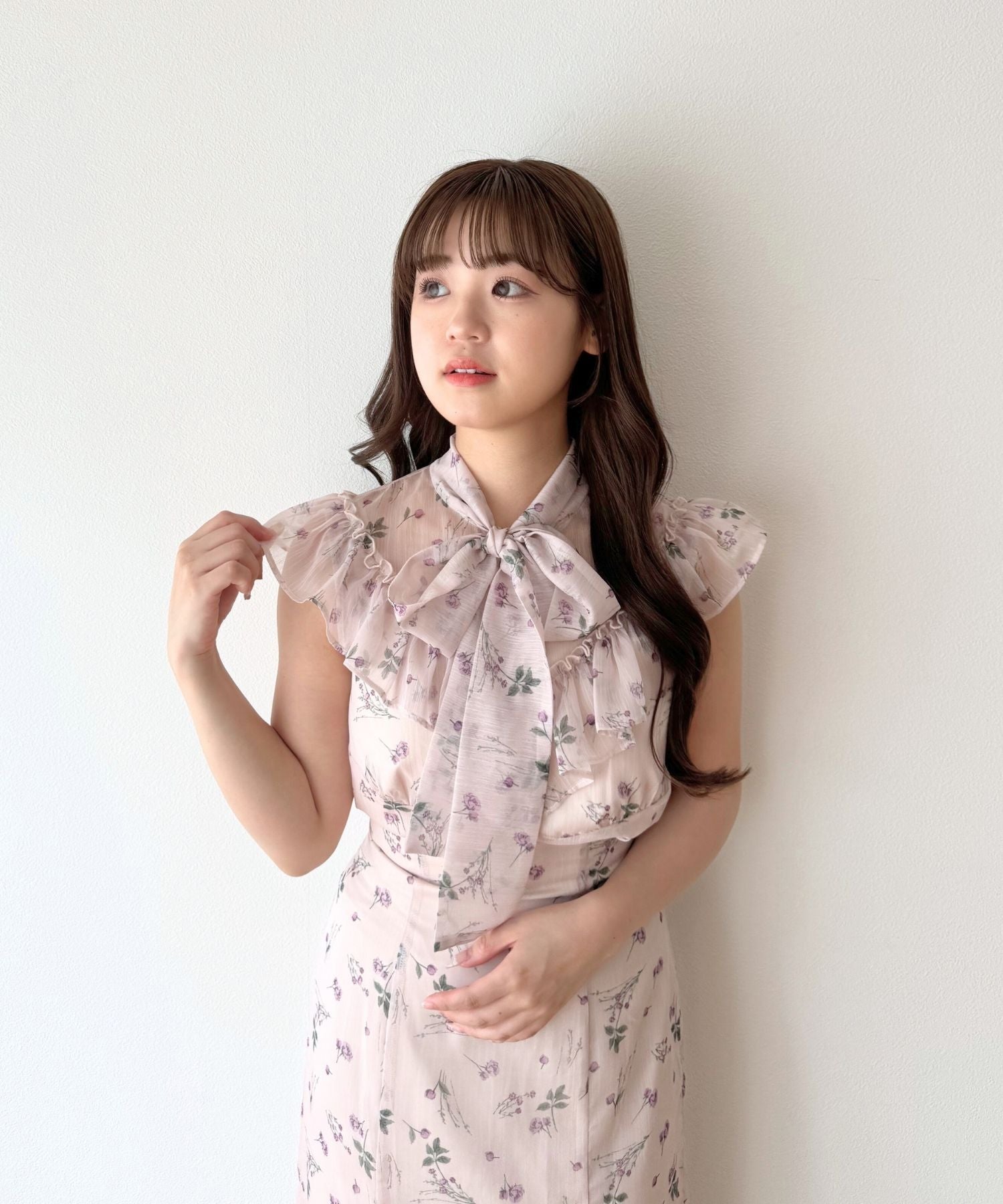 シアーシフォンフラワーブラウス