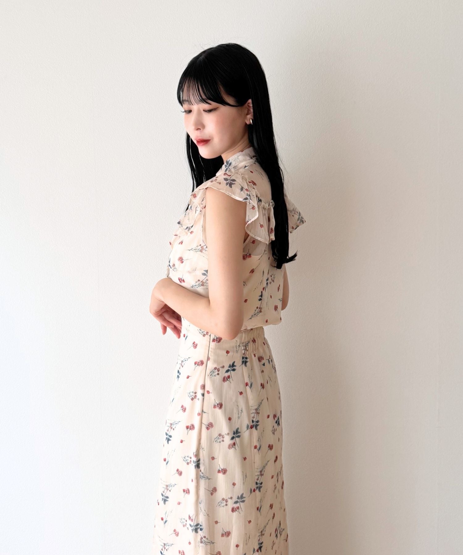 シアーシフォンフラワーブラウス
