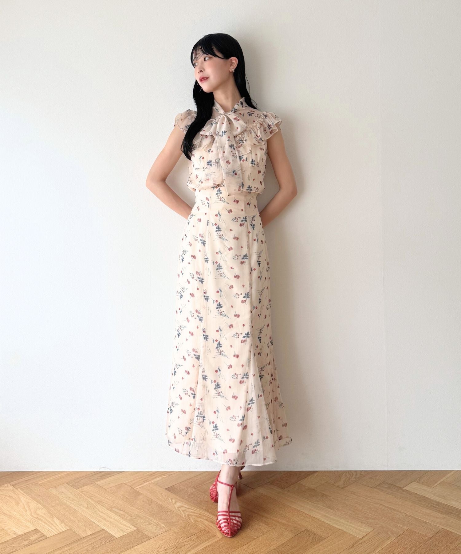 シアーシフォンフラワーブラウス