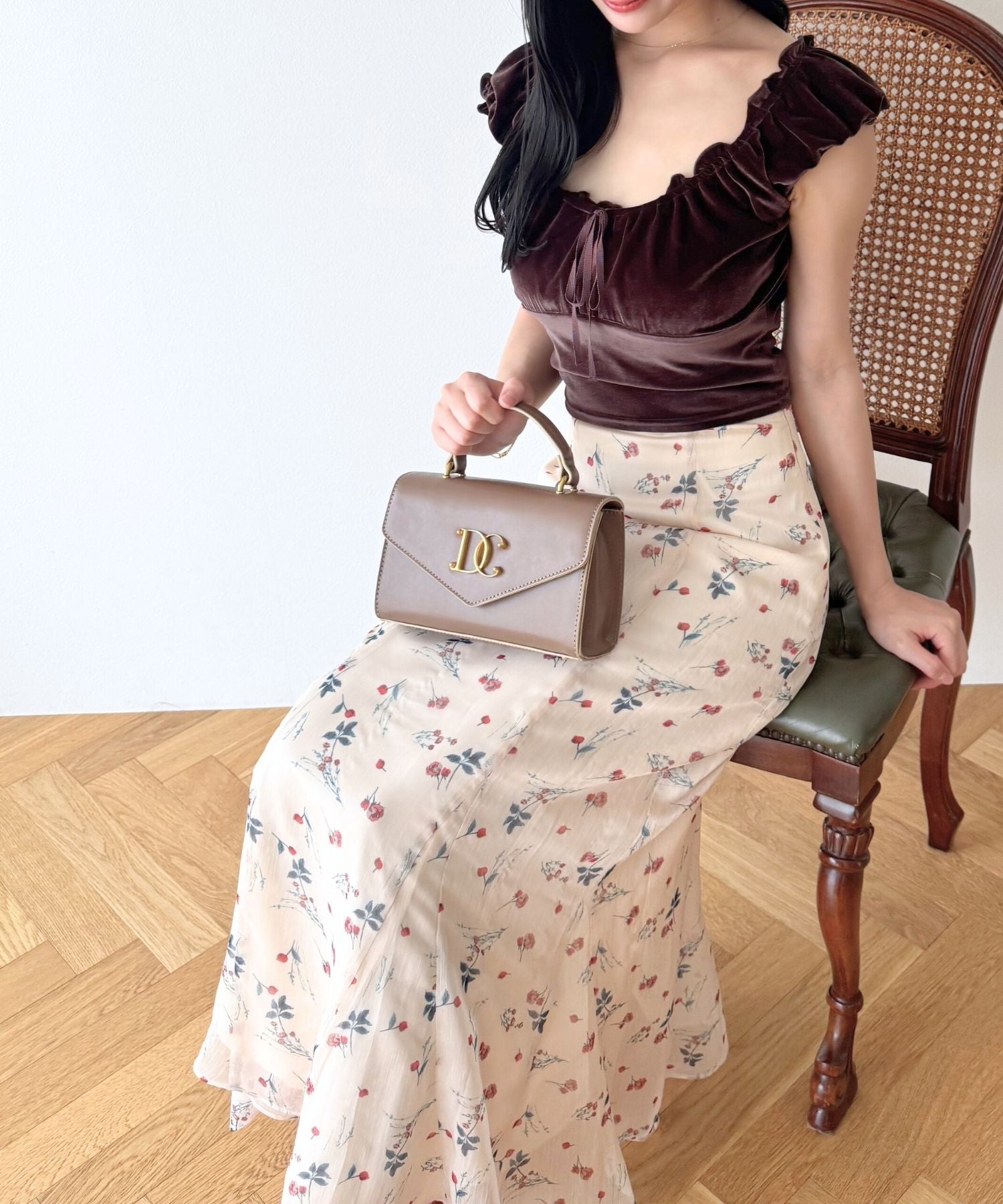 シアーシフォンフラワースカート