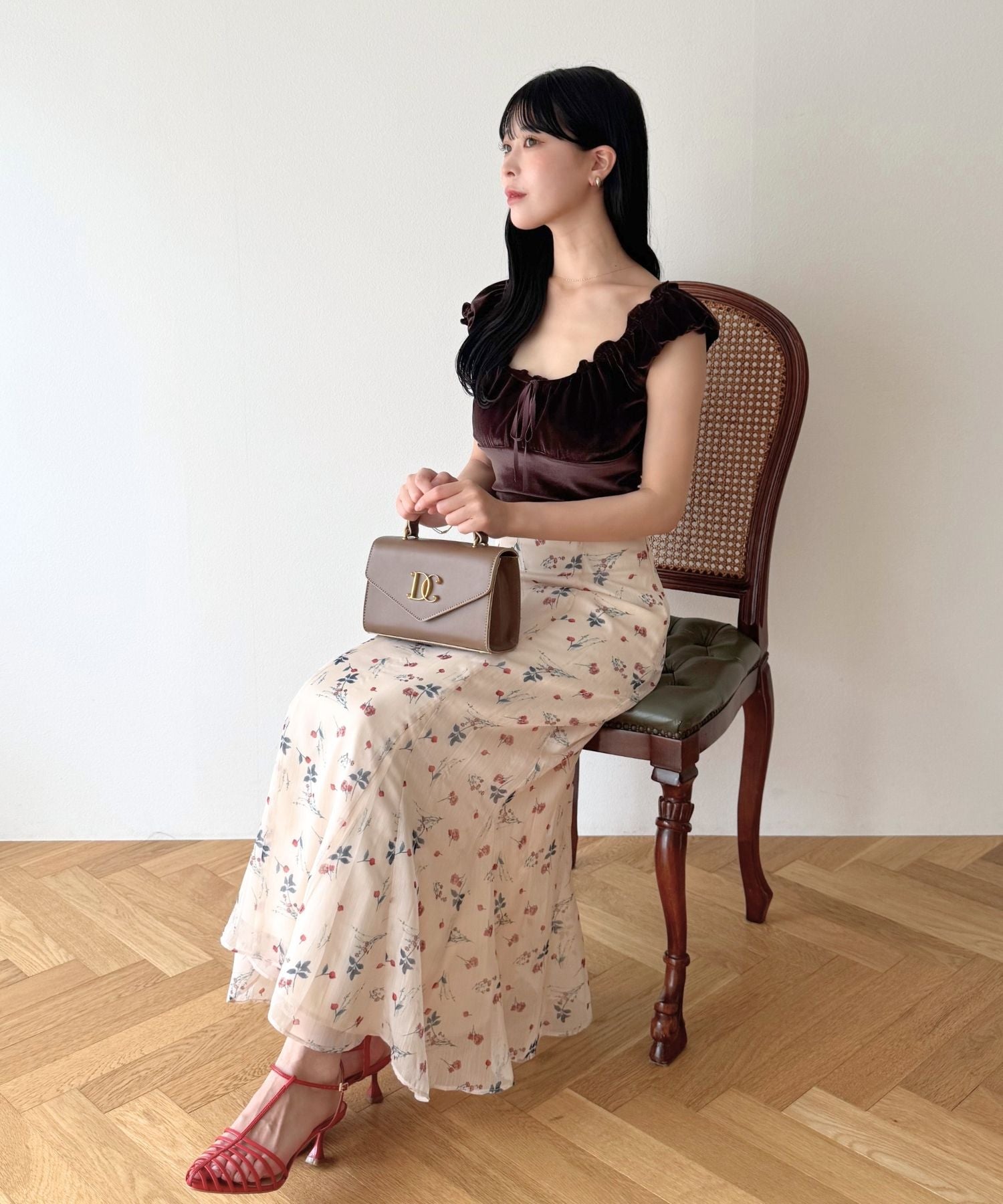 シアーシフォンフラワースカート