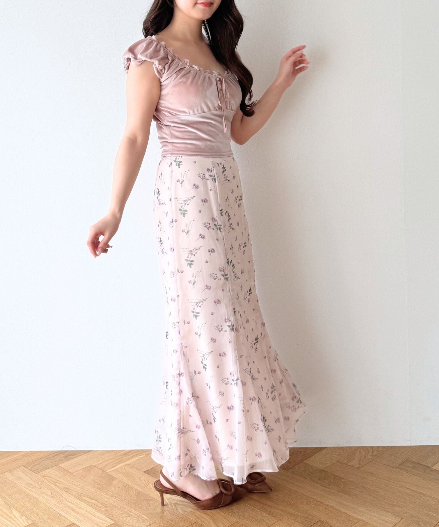 シアーシフォンフラワースカート