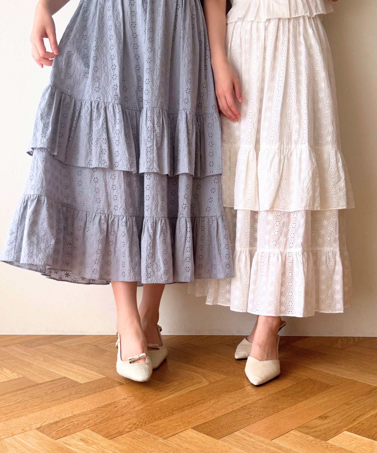 [Pre-order] Cotton lace gathered skirt