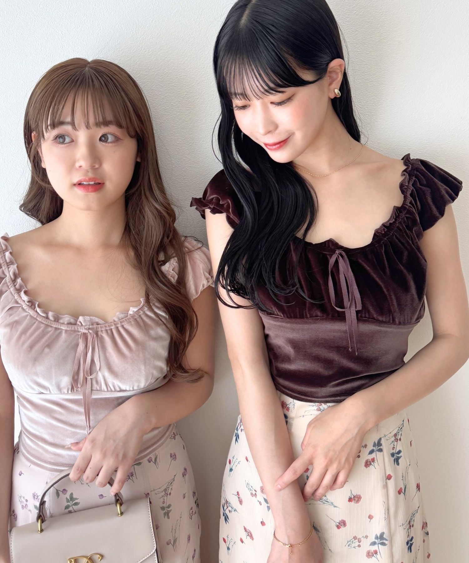 ベロアギャザーショートトップス